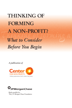 THINKING OF FORMING A NON-PROFIT? What to Consider
