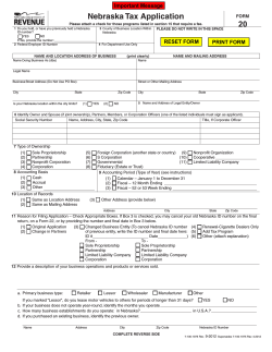 Nebraska Tax Application 20 FORM