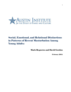 Social, Emotional, and Relational Distinctions in Patterns of Recent Masturbation Among