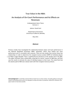 True Value in the NBA: Revenues