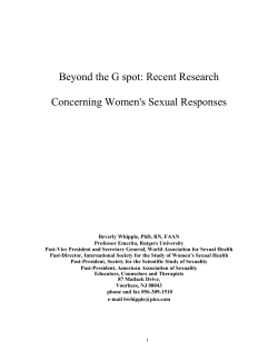 Beyond the G spot: Recent Research  Concerning Women's Sexual Responses