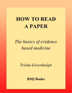 HOW TO READ A PAPER The basics of evidence based medicine