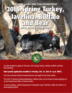 2015 Spring Turkey, Javelina, Buffalo and Bear ArizonA GAme And Fish depArtment