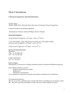 Mole Calculations  Chemical Equations and Stoichiometry