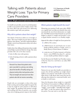 Talking with Patients about Weight Loss: Tips for Primary Care Providers WIN