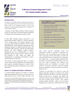 Policy Brief A Woman-Centered Approach to the U.S. Global Health Initiative