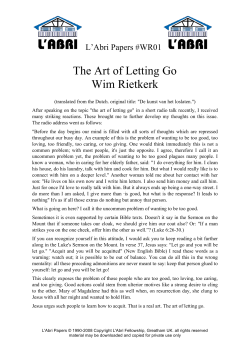 The Art of Letting Go Wim Rietkerk  L’Abri Papers #WR01