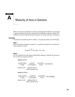 A Molarity of Ions in Solution