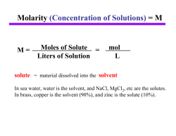 Molarity = M (Concentration of Solutions)