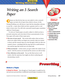 Writing an I-Search Paper C Writing Workshop