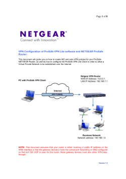 1  VPN Configuration of ProSafe VPN Lite software and NETGEAR ProSafe Router:
