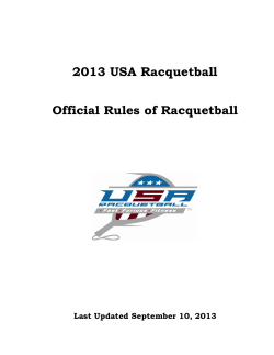 2013 USA Racquetball  Official Rules of Racquetball Last Updated September 10, 2013