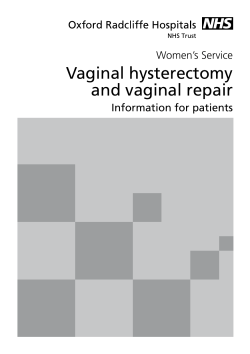 Vaginal hysterectomy and vaginal repair Women’s Service Information for patients