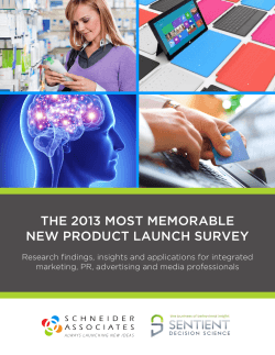 THE 2013 MOST MEMORABLE NEW PRODUCT LAUNCH SURVEY
