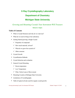 X-Ray Crystallography Laboratory Department of Chemistry Michigan State University