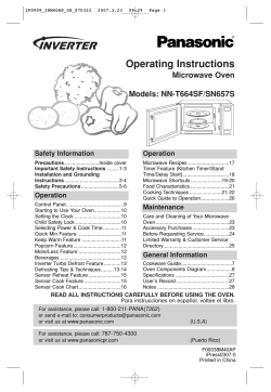 Operating Instructions Microwave Oven Models: NN-T664SF/SN657S Safety Information