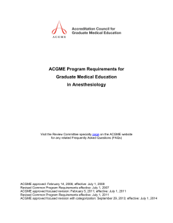 ACGME Program Requirements for Graduate Medical Education in Anesthesiology