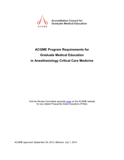 ACGME Program Requirements for Graduate Medical Education in Anesthesiology Critical Care Medicine