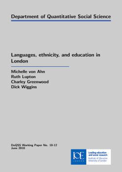 Department of Quantitative Social Science Languages, ethnicity, and education in London