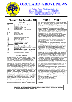 Thursday, 21st November 2013 TERM 4 WEEK 7