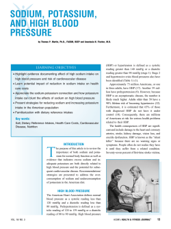 SODIUM, POTASSIUM, AND HIGH BLOOD PRESSURE Learning Objectives
