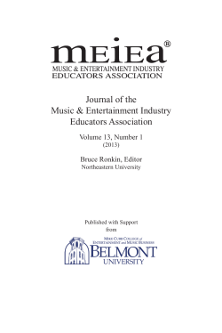 Journal of the Music &amp; Entertainment Industry Educators Association Volume 13, Number 1