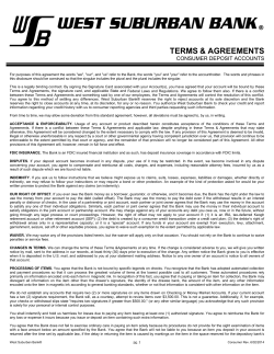 TERMS &amp; AGREEMENTS  CONSUMER DEPOSIT ACCOUNTS