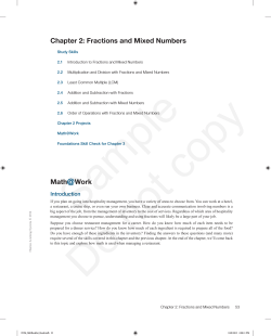 Chapter 2: Fractions and Mixed Numbers