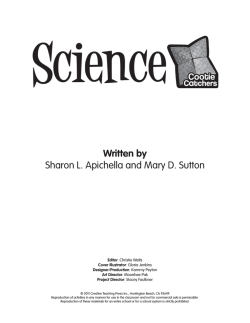 Written by Sharon L. Apichella and Mary D. Sutton Editor Cover Illustrator