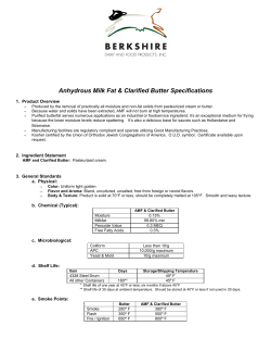 Anhydrous Milk Fat &amp; Clarified Butter Specifications 1.  Product Overview