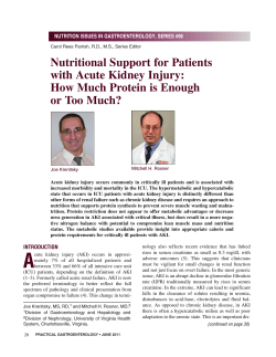 Nutritional Support for Patients with Acute Kidney Injury: or Too Much?