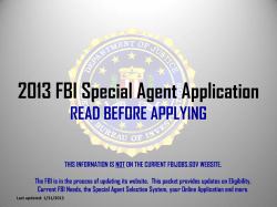 2013 FBI Special Agent Application READ BEFORE APPLYING