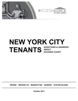 NEW YORK CITY TENANTS QUESTIONS &amp; ANSWERS ABOUT