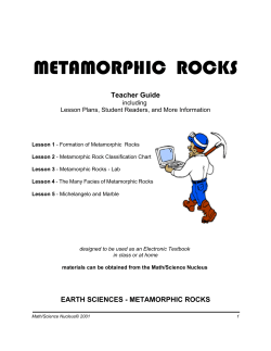 METAMORPHIC  ROCKS Teacher Guide EARTH SCIENCES - METAMORPHIC ROCKS including