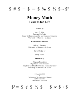 $  #  $  +  $  ─... Money Math  Lessons for Life