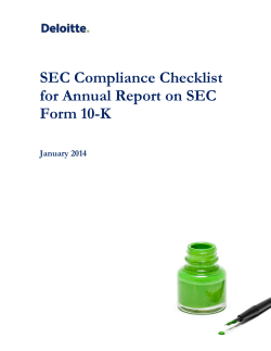 SEC Compliance Checklist for Annual Report on SEC Form 10-K