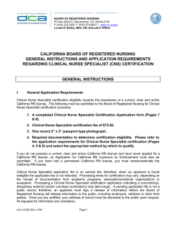 CALIFORNIA BOARD OF REGISTERED NURSING GENERAL INSTRUCTIONS AND APPLICATION REQUIREMENTS