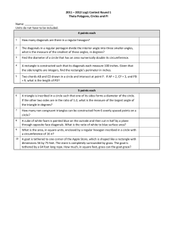 2011 – 2012 Log1 Contest Round 1  Theta Polygons, Circles and Pi  4 points each   