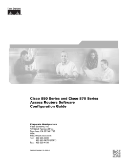 Cisco 850 Series and Cisco 870 Series Access Routers Software Configuration Guide