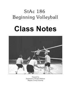 Class Notes S t A c  186 Beginning Volleyball Prepared by