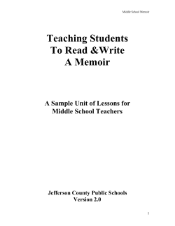 Teaching Students To Read &amp;Write A Memoir A Sample Unit of Lessons for