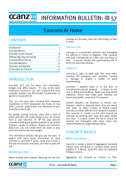 INFORMATION BULLETIN: IB 57 Concrete At Home CONTENTS