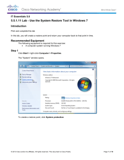 5.5.1.11 Lab - Use the System Restore Tool in Windows... Introduction IT Essentials 5.0