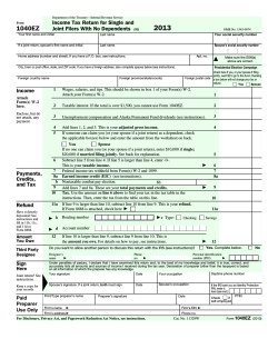 2013 1040EZ Income Tax Return for Single and Joint Filers With No Dependents