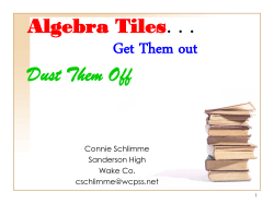 Algebra Tiles . . . Get Them out Dust Them Off