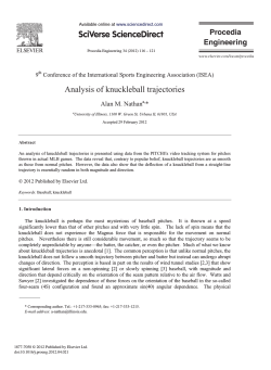 Analysis of knuckleball trajectories Alan M. Nathan * 9