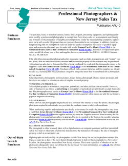 Professional Photographers &amp; New Jersey Sales Tax Publication ANJ–2