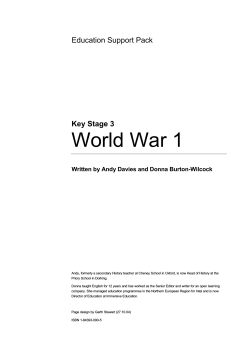 World War 1 Education Support Pack Key Stage 3
