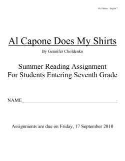 Al Capone Does My Shirts  Summer Reading Assignment
