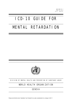 ICD-10 GUIDE FOR MENTAL RETARDATION WORLD HEALTH ORGANIZATION GENEVA